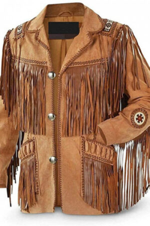 Womens Fringes Brown Leather Jacket
